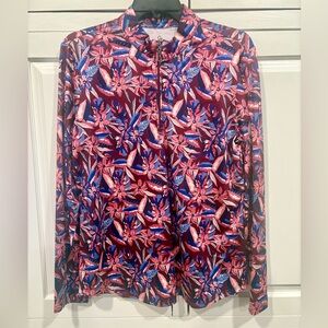 NWOT Emerald 18 Floral Print Quarter Zip